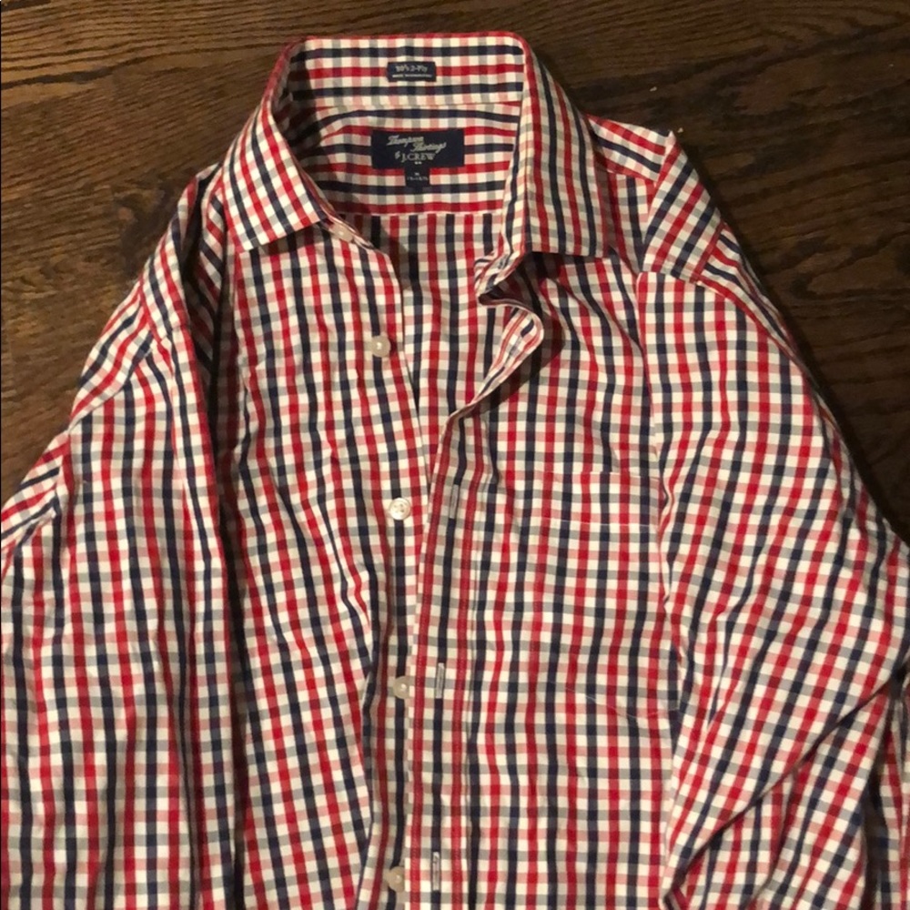 Red, white, blue checkered shirt JCREW